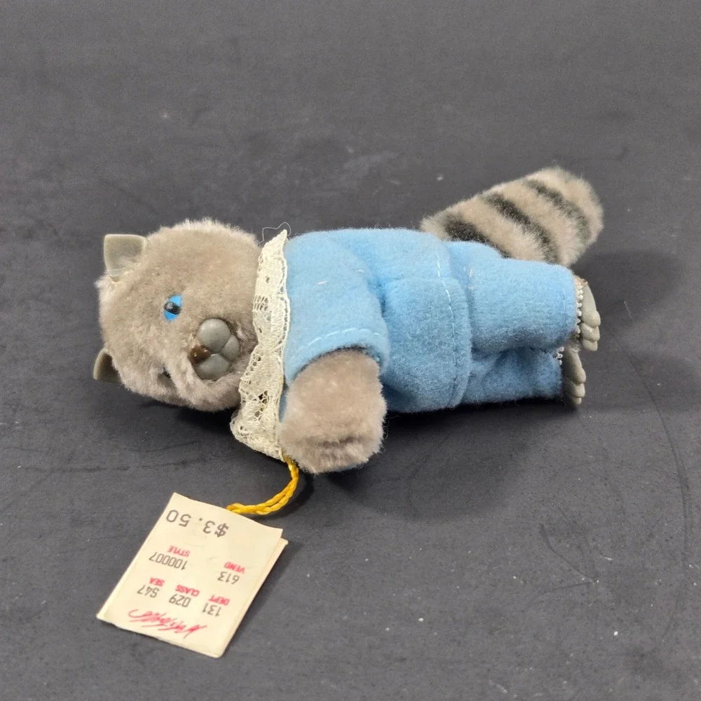 Vintage 1986 Eden Toys Beatrix Potter Tom Kitten Flocked Plush Figurine With Tag